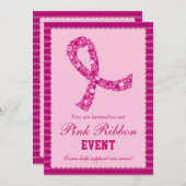 Invitation rose d'événement de cancer du sein de (Devant / Derrière)