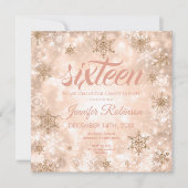 Invitation Rose d'hiver Gold Sweet 16 Parties scintillant Épe (Devant)