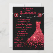 Invitation Rose Diamond Rouge Bourgogne Moderne Quinceañera (Devant)