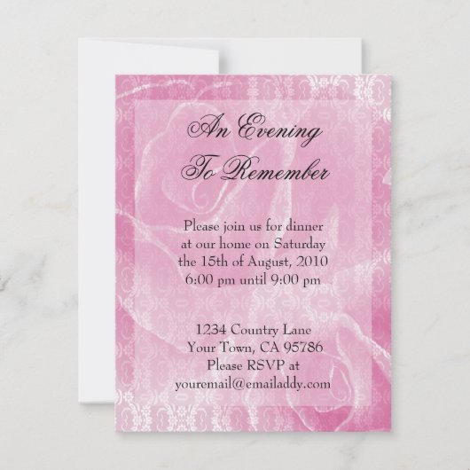 Invitation Rose Dîner de dentelle âgée (Devant)