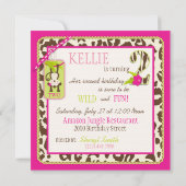 Invitation Rose d'invitation d'anniversaire de singe de (Dos)