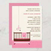 Invitation Rose d'invitation de baby shower de berceuse (Devant / Derrière)