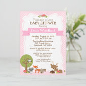 Invitation Rose d'invitation de baby shower de forêt de (Debout devant)