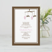 Invitation ROSE d'invitation de baby shower de moto (Debout devant)