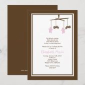 Invitation ROSE d'invitation de baby shower de moto (Devant / Derrière)