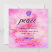 Invitation Rose d'invitation de colorant de cravate de hippie (Dos)