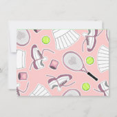 Invitation Rose d'invitation de fête d'anniversaire de tennis (Dos)