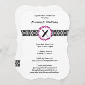 Invitation Rose d'invitation d'obtention du diplôme de (Devant / Derrière)