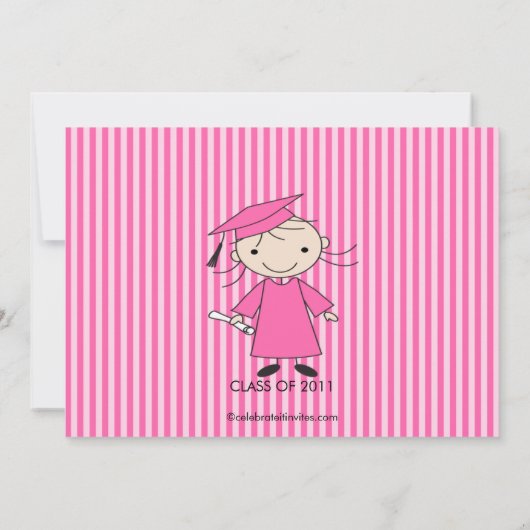 Invitation Rose d'invitation d'obtention du diplôme de (Dos)