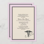 Invitation Rose d'invitation d'obtention du diplôme de DM (Devant / Derrière)