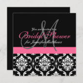 Invitation Rose d'invitations de damassé de monogramme de (Devant / Derrière)