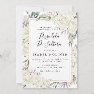Invitation Rose d'ivoire Floral or Fête des mariées espagnole