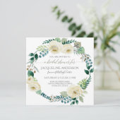 Invitation Rose d'ivoire russe Boho Wreath Mint Fête des mari (Debout devant)