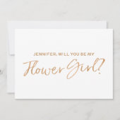 Invitation Rose d'or a écrit "Serez-vous ma fille de fleurs" (Devant)