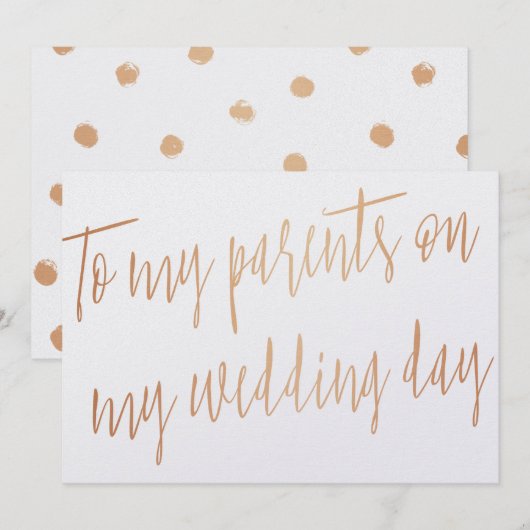 Invitation Rose d'Or "À mes parents le jour de mon mariage" (Devant / Derrière)