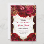 Invitation Rose d'or bordeaux aquarelle nuptiale douche chic (Devant)