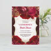 Invitation Rose d'or bordeaux aquarelle nuptiale douche chic (Debout devant)