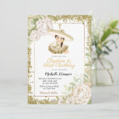 Invitation Rose d'or Charra fille Anniversaire et Baptême (Debout devant)