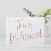 Invitation Rose d'or chic moderne à ma servante d'accueil (Debout devant)