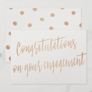 Invitation Rose d'or "Félicitations à votre fiançailles"