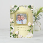 Invitation Rose d'or Photo 50e fête d'anniversaire du Mariage (Debout devant)