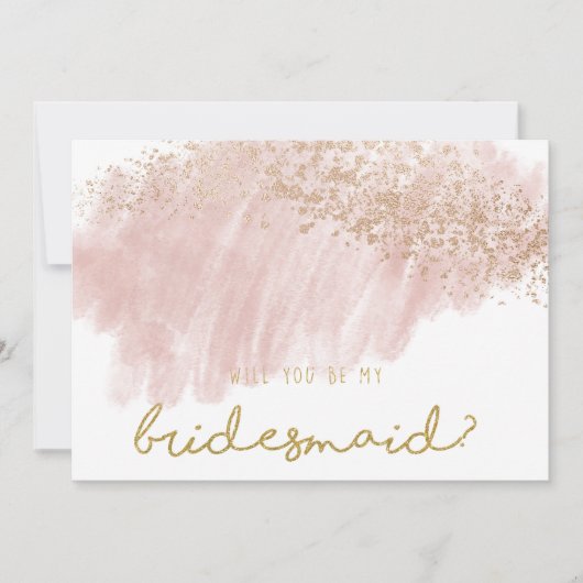 Invitation rose d'or rose brush splatz faux parties scintilla (Devant)