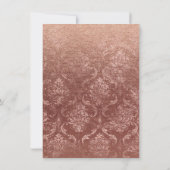 Invitation Rose d'or rose Damask Eyes Parties scintillant 16e (Dos)