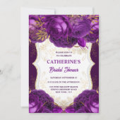 Invitation Rose d'or violet aquarelle douche nuptiale chic (Devant)