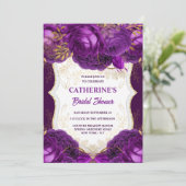 Invitation Rose d'or violet aquarelle douche nuptiale chic (Debout devant)
