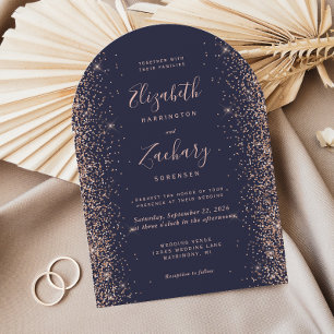 Invitation Rose  doré foncé moderne Mariage d'arc Parties sci
