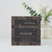 INVITATION ROSE DORÉ ROUGE FLORAL NOIR ANNIVERSAIRE TOUTE ANN (Debout devant)
