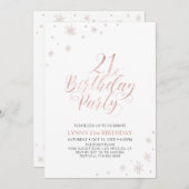 Invitation Rose Doré | Typographie moderne 21e fête d'anniver (Devant / Derrière)