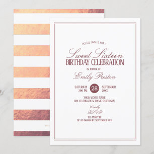 Invitation Rose Doré White Elegant Sweet 16 Party