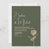 Invitation Rose Dorée Sage Vert Élégant Mariage (Devant)
