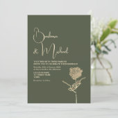 Invitation Rose Dorée Sage Vert Élégant Mariage (Debout devant)