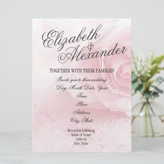 Invitation Rose douce (Debout devant)