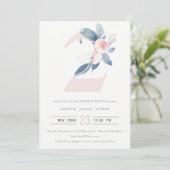 Invitation ROSE DOUCE BLEU BLEU FLORAL 2e TOUT ÂGE ANNIVERSAI (Debout devant)