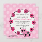 Invitation ROSE douce de baby shower de (Devant / Derrière)