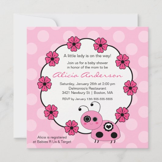 Invitation ROSE douce de baby shower de (Devant)