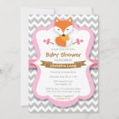 Invitation rose douce de baby shower de Fox (Devant)