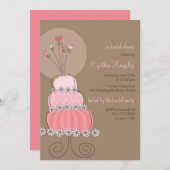 Invitation rose douce de Fête de la mariée de (Devant / Derrière)