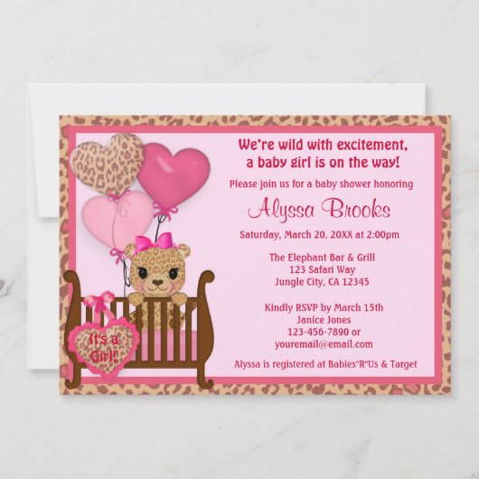 Invitation Rose doux de l'invitation CGS de baby shower de (Devant)