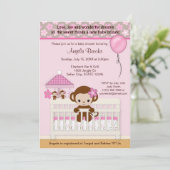 Invitation Rose doux de l'invitation SM-K de baby shower de (Debout devant)