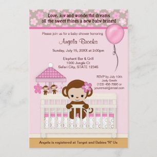Invitation Rose doux de l'invitation SM-K de baby shower de