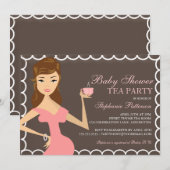 Invitation Rose doux d'invitation de thé de baby shower de (Devant / Derrière)