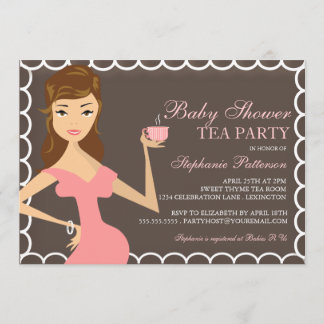 Invitation Rose doux d'invitation de thé de baby shower de