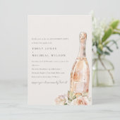 Invitation Rose doux Floral Champagne Fiançailles de vin (Debout devant)