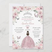 Invitation Rose doux Floral Princesse Quinceañera XV 16 (Devant)