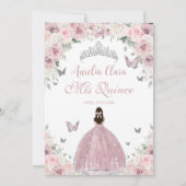 Invitation Rose doux Floral Princesse Quinceañera XV 16 (Dos)