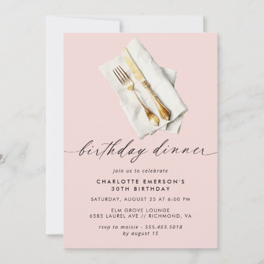 Invitation Rose doux | Jolie Fille Anniversaire Soirée (Devant)